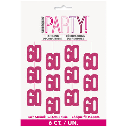 60th Birthday Pink Hanging Strings