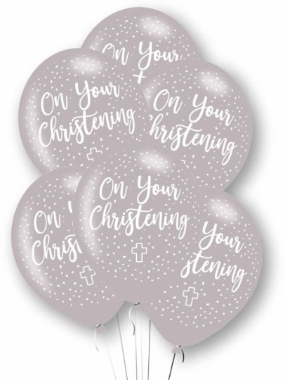 Silver Christening Balloons