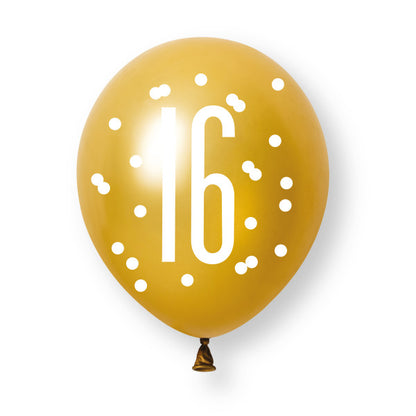 16th Birthday Black & Gold Mixed Balloons