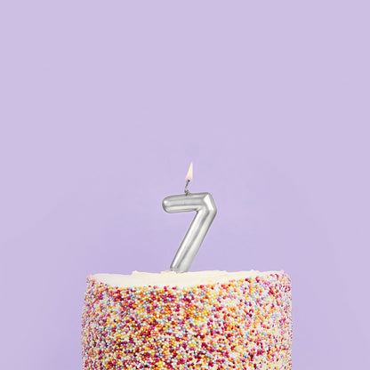 Metallic Silver Numbers 0-9 Candles