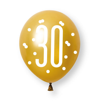 30th Birthday Black & Gold Mixed Balloons