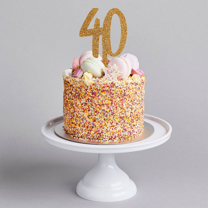 Gold Glitter "40" Cake Topper