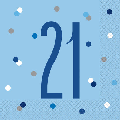 21st Birthday Blue Napkins