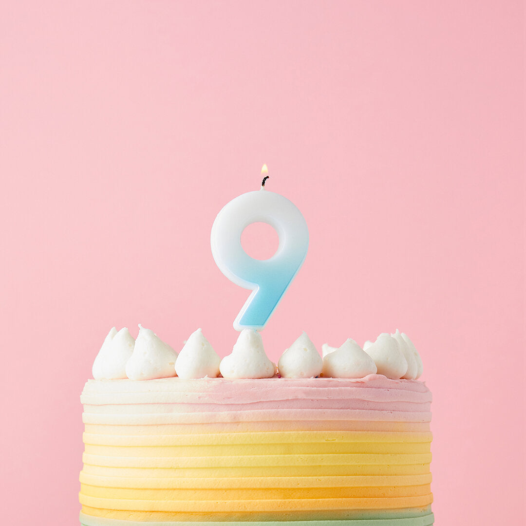Blue Ombre Numbers 0-9 Candles