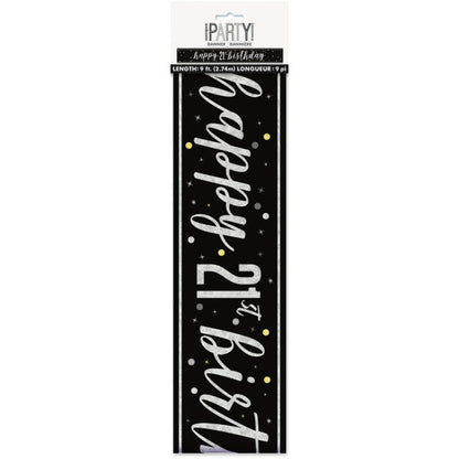 21st Birthday Black Banner