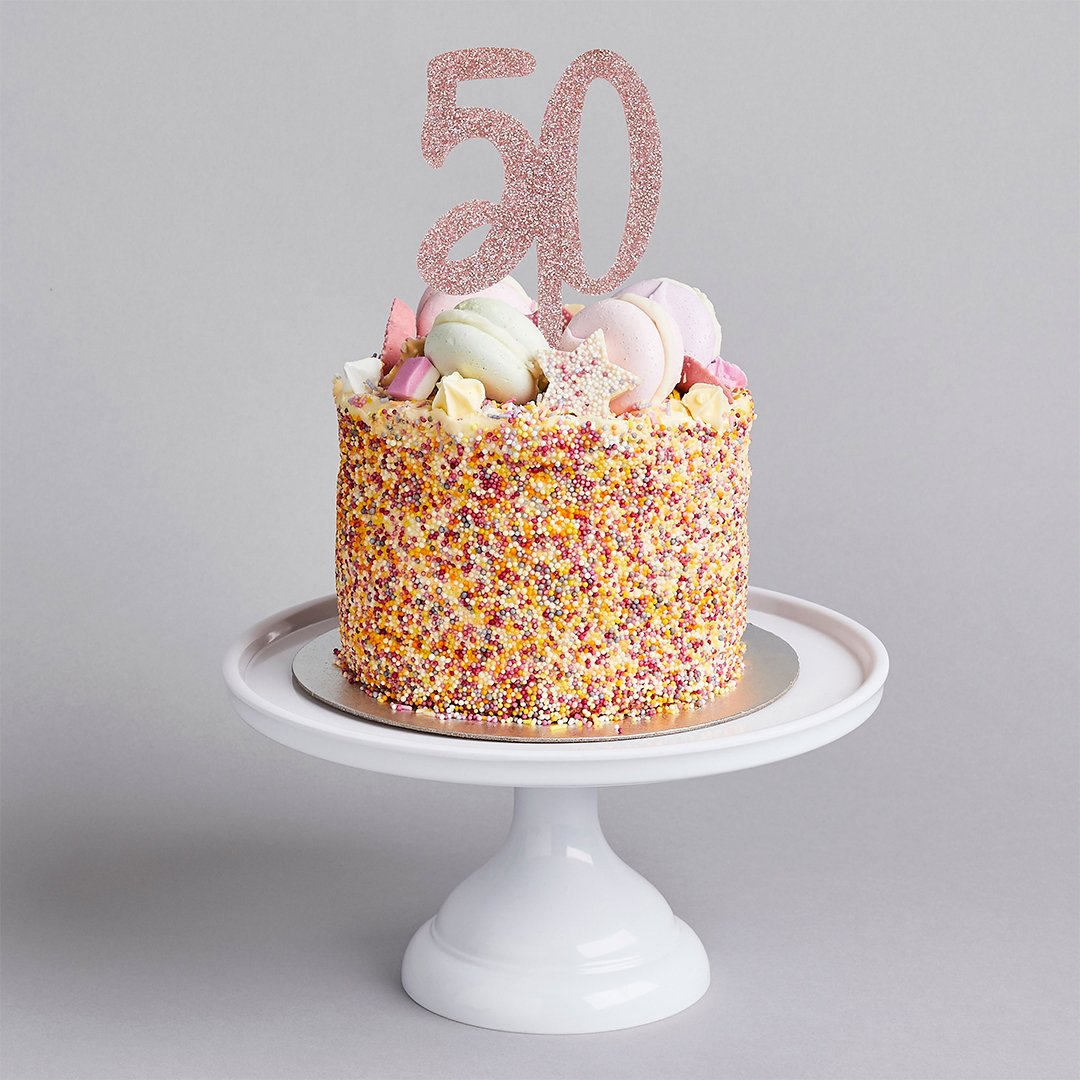 Rose Gold Glitter "50" Cake Topper