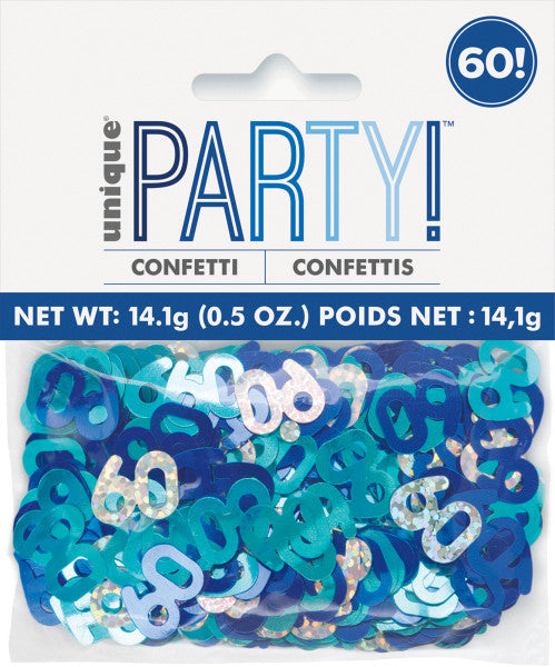 60th Birthday Blue Mixed Table Confetti