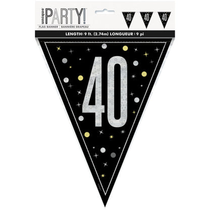 40th Birthday Black Bunting