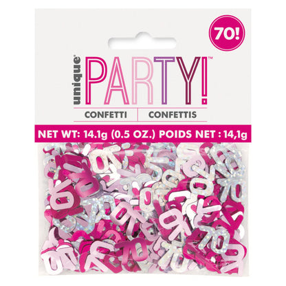 70th Birthday Pink Mixed Confetti