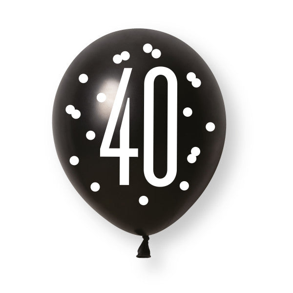 40th Birthday Black & Gold Mixed Balloons