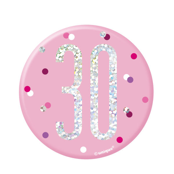 30th Birthday Pink Badge