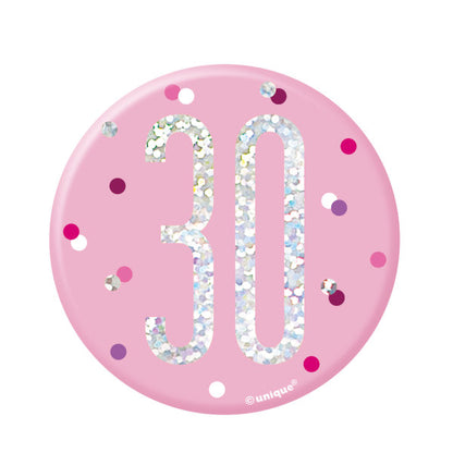 30th Birthday Pink Badge