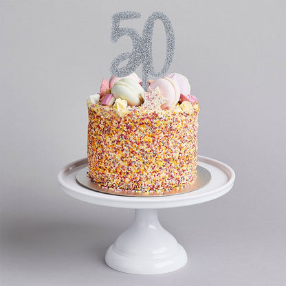Silver Glitter "50" Cake Topper