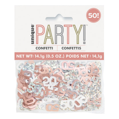 50th Birthday Rose Gold Mixed Confetti