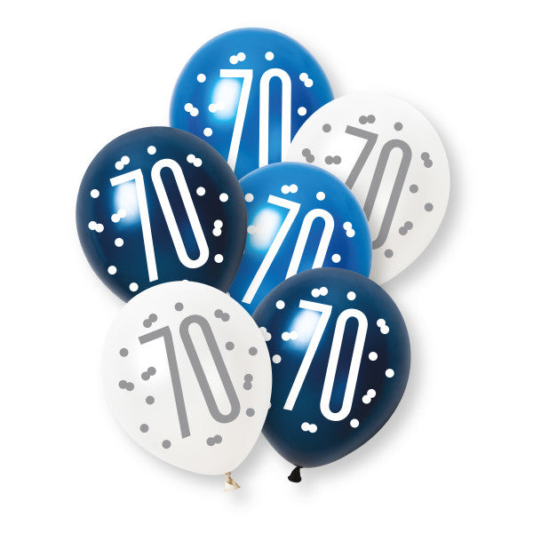 70th Birthday Blue Mixed Balloons
