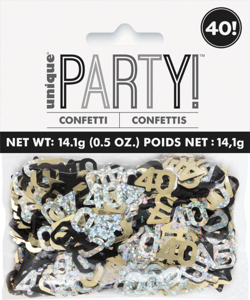 40th Birthday Black & Gold Mixed Table Confetti