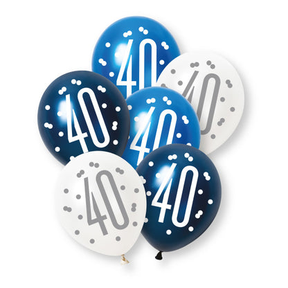 40th Birthday Blue Mixed Balloons