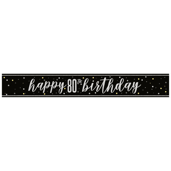 80th Birthday Black Banner