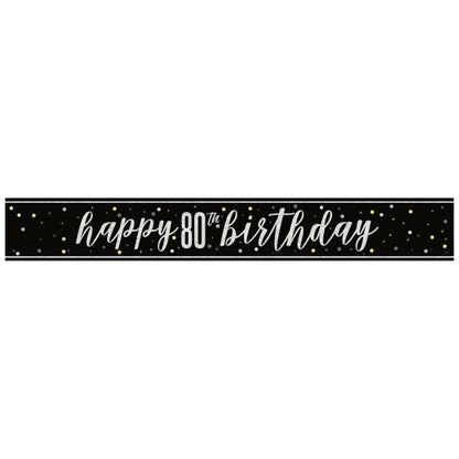 80th Birthday Black Banner