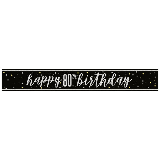 80th Birthday Black Banner