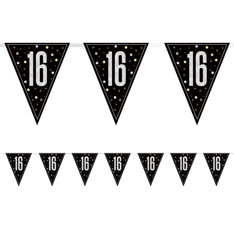 16th Birthday Black Bunting