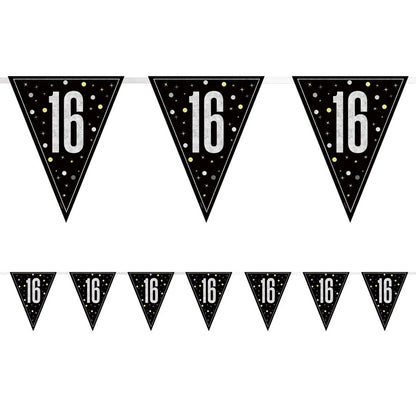 16th Birthday Black Bunting