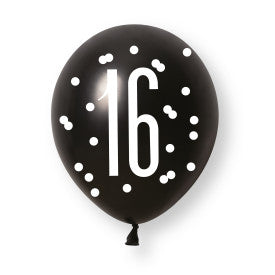 16th Birthday Black & Gold Mixed Balloons