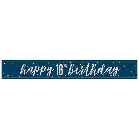 16th Birthday Navy Blue Banner