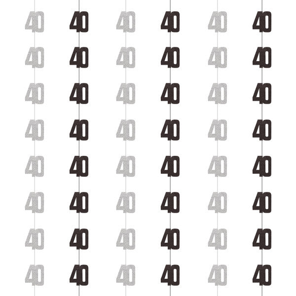 40th Birthday Black & Silver Hanging Strings