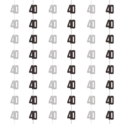 40th Birthday Black & Silver Hanging Strings