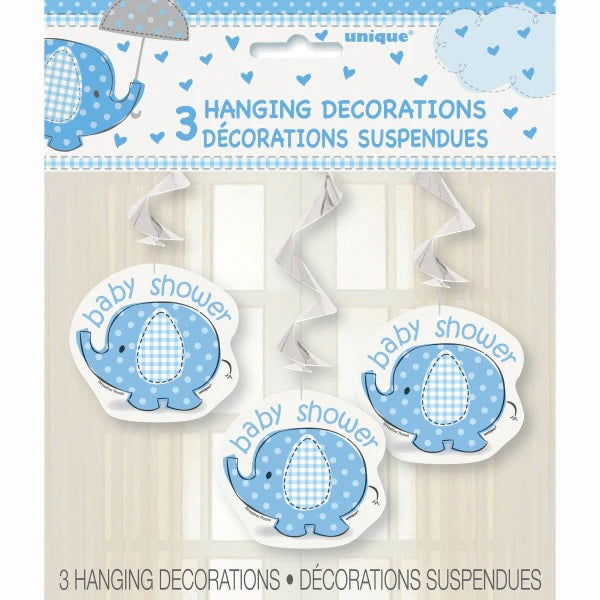 Baby Shower Elephant Hanging Swirls