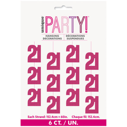 21st Birthday Pink Hanging Strings