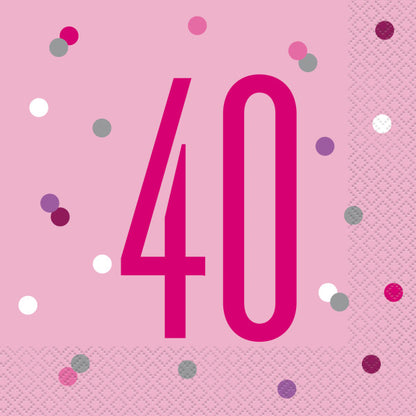 40th Birthday Pink Napkins