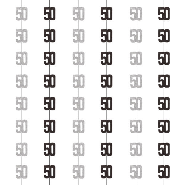 50th Birthday Black & Silver Hanging Strings
