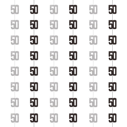 50th Birthday Black & Silver Hanging Strings
