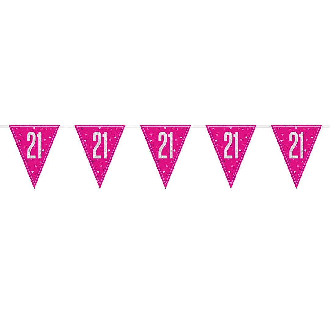 21st Birthday Pink Sparkling Bunting
