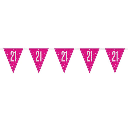 21st Birthday Pink Sparkling Bunting