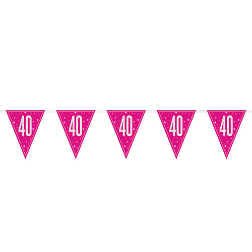40th Birthday Pink Sparkling Bunting