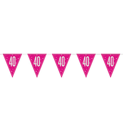 40th Birthday Pink Sparkling Bunting