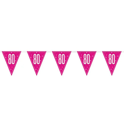 80th Birthday Pink Sparkling Bunting