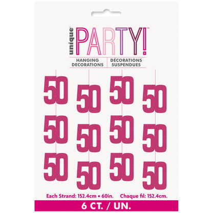 50th Birthday Pink Hanging Strings