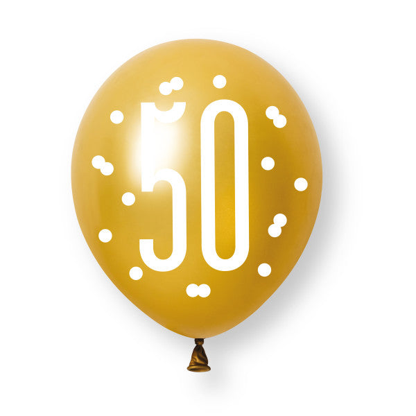 50th Birthday Black & Gold Mixed Balloons