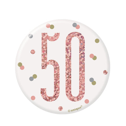 50th Birthday Rose Gold Badge