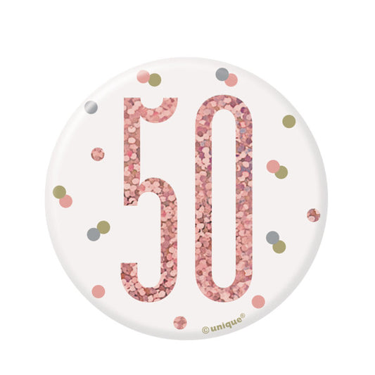 50th Birthday Rose Gold Badge