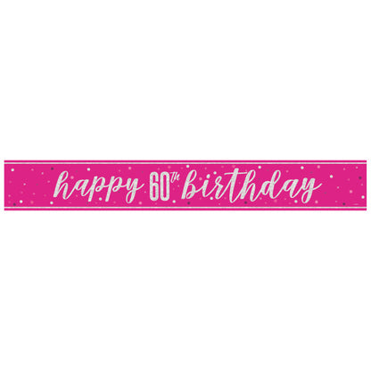 60th Birthday Pink Sparkling Banner