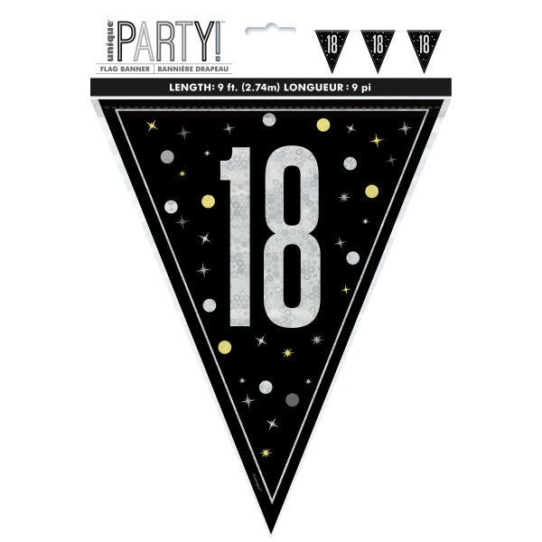 18th Birthday Black Bunting