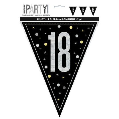 18th Birthday Black Bunting