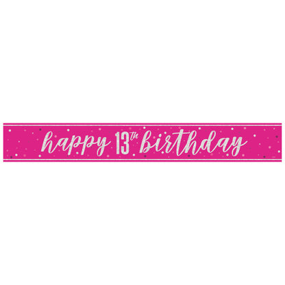 13th Birthday Pink Sparkling Banner