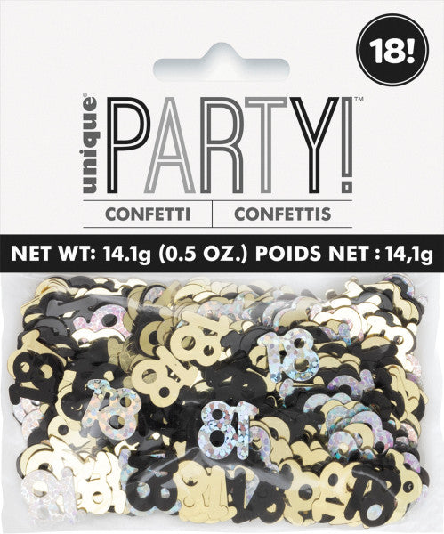 18th Birthday Black & Gold Mixed Table Confetti