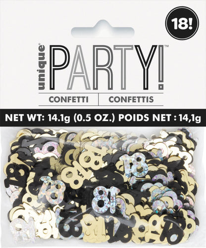 18th Birthday Black & Gold Mixed Table Confetti